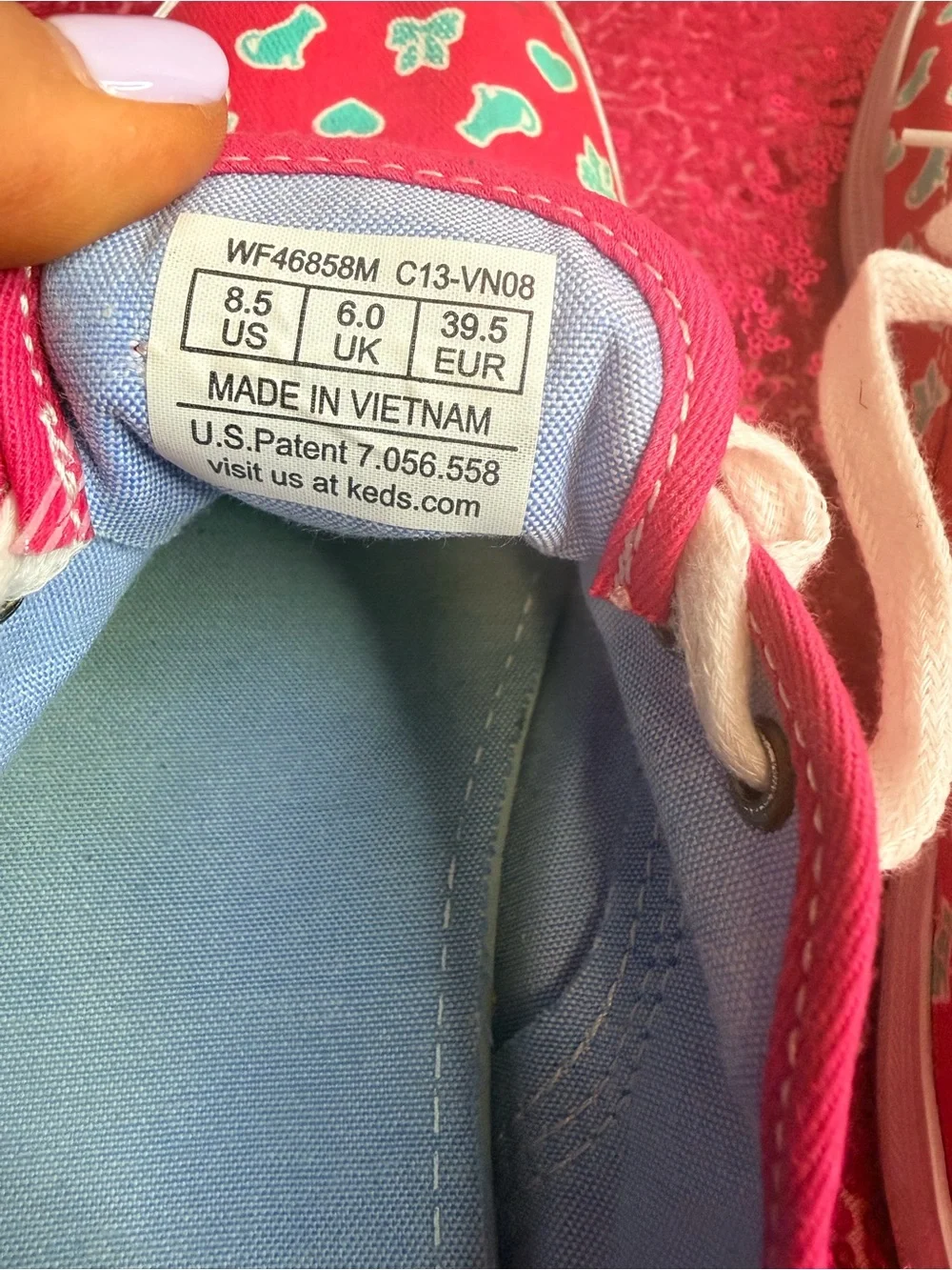 Keds Pink Canvas Taylor Swift Sneakers with Teal Heart Print